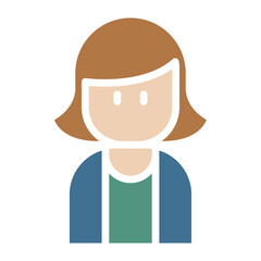 Woman icon in flat color style