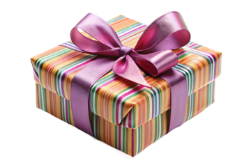 Colorful Striped Gift Box with Satin Bow | Perfect Present for Any Occasion