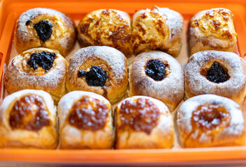Homemade baker's ware with marmalade topping