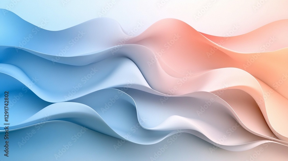 Poster abstract wavy background with cool and warm color gradients.