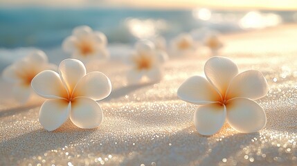 Delicate white flowers on shoreline beach nature photography serene environment close-up view tranquility concept