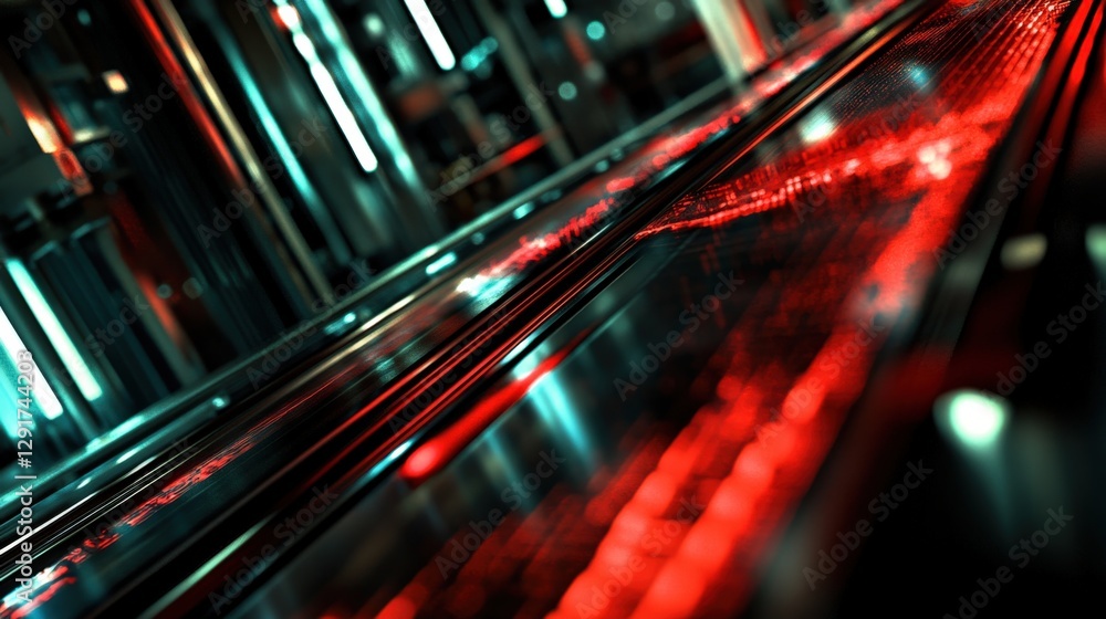 Poster abstract composition of illuminated surfaces and reflections in a futuristic environment