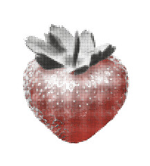Summer Strawberry IllustrationHalftone Effect Retro Vector Illustration