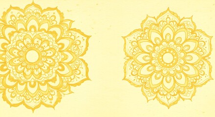 Yellow Mandala Pattern Design Watercolor Art Background