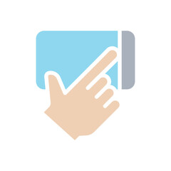 Touch screen icon in flat color style