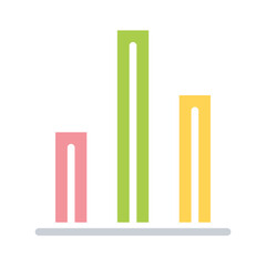 Bar chart icon in flat color style