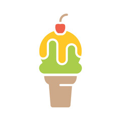 Ice cream icon in flat color style