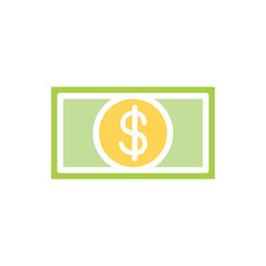 Money icon in flat color style