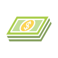 Cash, salary icon in flat color style