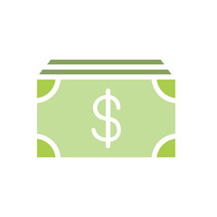 Money, cash icon in flat color style