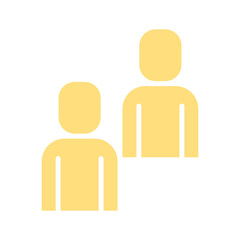 Two people icon in flat color style