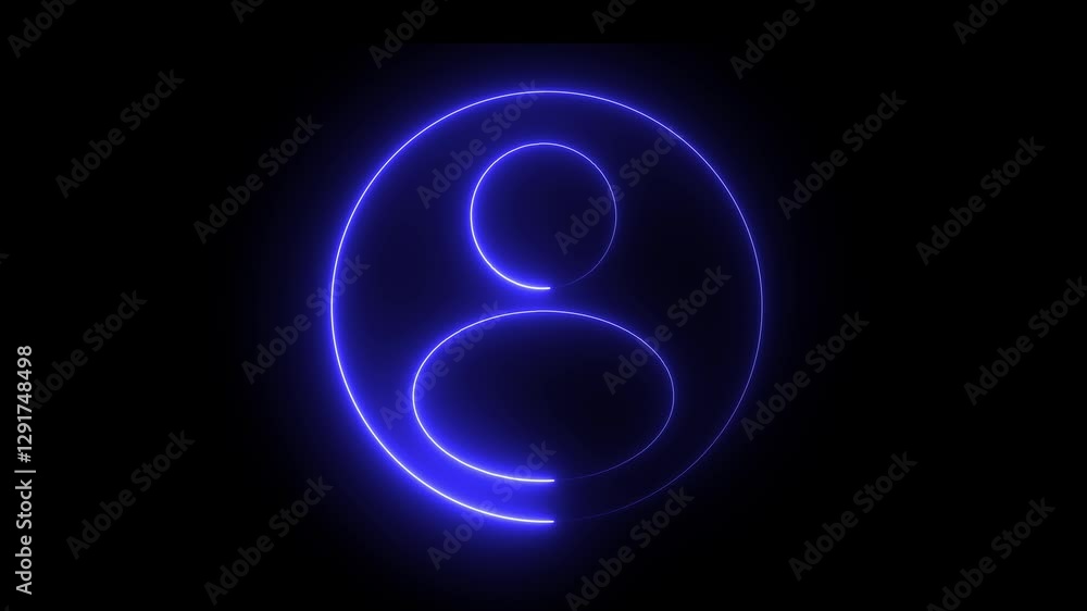 Poster user line icon inside circle, line icon video animation. neon profile icon. bright neon password inp