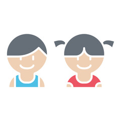 Toilet sign icon in flat color style