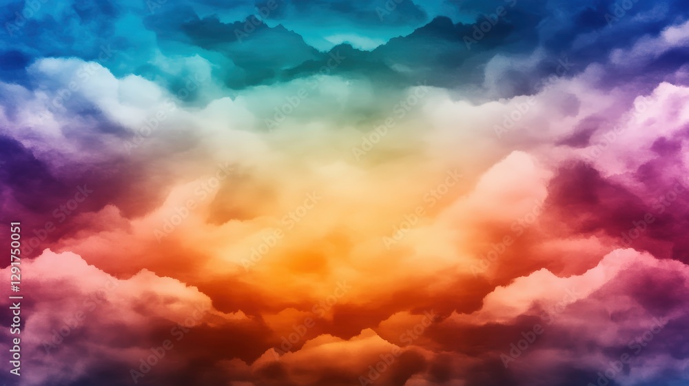 Poster a beautiful collection of clouds in the sky showcasing different shapes and sizes against a bright b