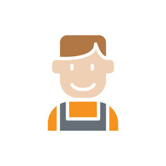 Technician icon in flat color style