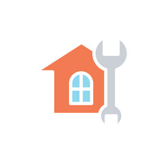 House improvement icon in flat color style