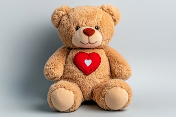 Obraz premium a 2D cartoon illustration of a teddy bear holding a heart, sweet and loving, white background