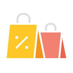 Shopping bag icon in flat color style