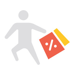 Shopping icon in flat color style