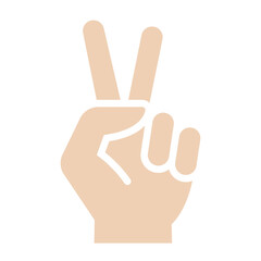 Victory hand icon in flat color style