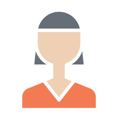 Woman icon in flat color style