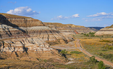 Willow Creek Valley as seen from Hoodoos Trail in the badlands near Drumheller, Alberta, Canada