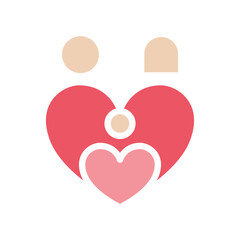 Family icon in flat color style