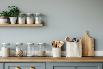 Creating a beautiful zero waste kitchen with glass jars and bamboo elements