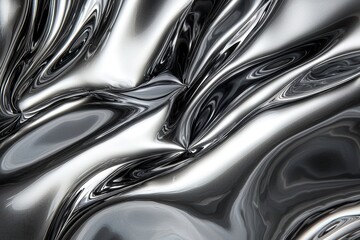Abstract liquid mirror distortions reflecting surreal warped shapes, bending reality through dreamlike visual effects