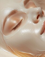 Fototapeta premium Relaxing facial treatment for glowing skin spa center beauty indoor close-up wellness