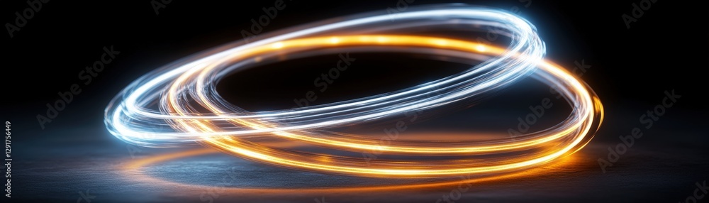 Poster captivating light painting artwork with dynamic swirls and vibrant colors creating a dreamlike visua