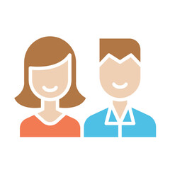 Friends icon in flat color style