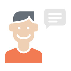Man speaking icon in flat color style