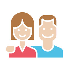 Fototapeta premium Couple icon in flat color style
