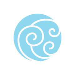 Wind icon in flat color style