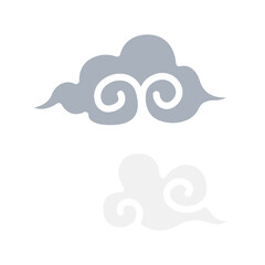Asian cloud icon in flat color style