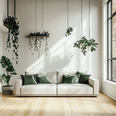 Beautiful Modern Living room Interior with furniture's ,mockup frame , posters, wall -3d Rendering