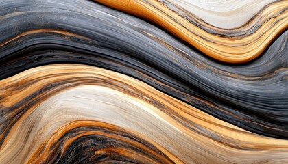 Woodgrain textures morphing into liquid waves, surreal fusion of organic materials with fluid abstract motion