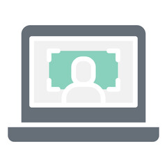 Face scanning icon in flat color style