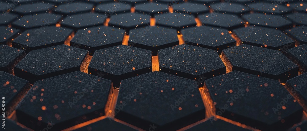 Poster hexagonal patterns with raindrops abstract environment close-up view textured surface