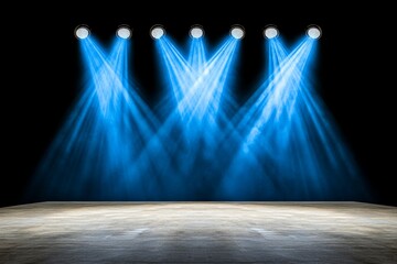 Photo of a concert stage with dynamic lighting effects, showcasing the power and excitement of live music events. Web banner with copy space on the right