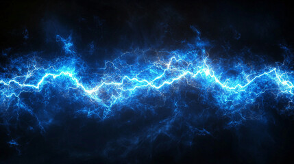 A dynamic burst of bright blue electric energy illuminates a dark background, symbolizing power, innovation, and high-voltage intensity with vibrant electric currents flowing dynamically