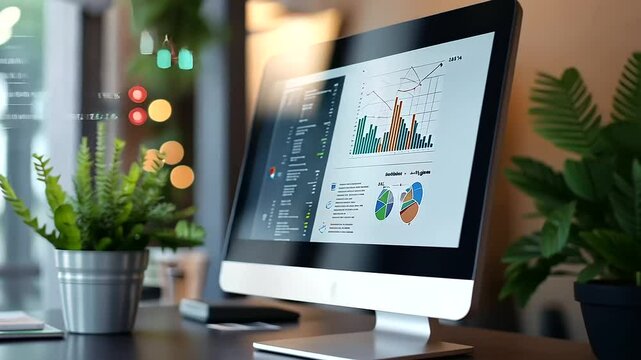 1_Corporate Governance Infographic on Digital Screen in Modern Office