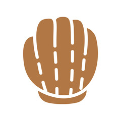 Baseball glove icon in flat color style