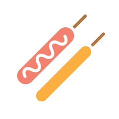 Sausage icon in flat color style