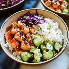 bowls of food with rice