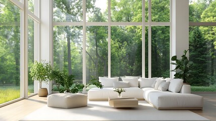 Beautiful Modern Living room Interior with furniture's ,mockup frame , posters, wall -3d Rendering
