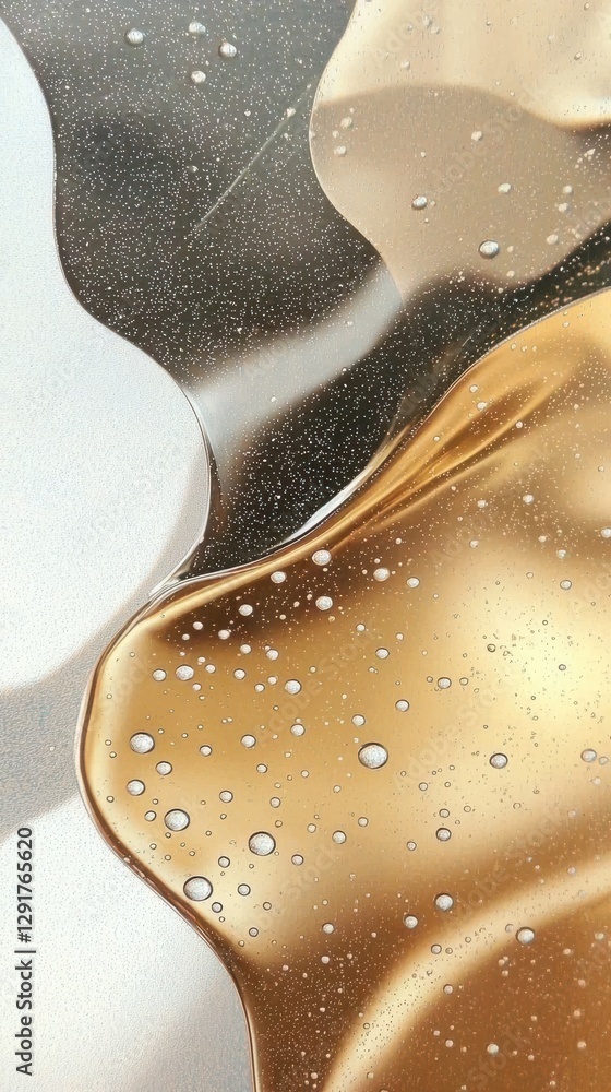 Poster fluid motion art display abstract context digital artwork golden and silver tones close-up view mode