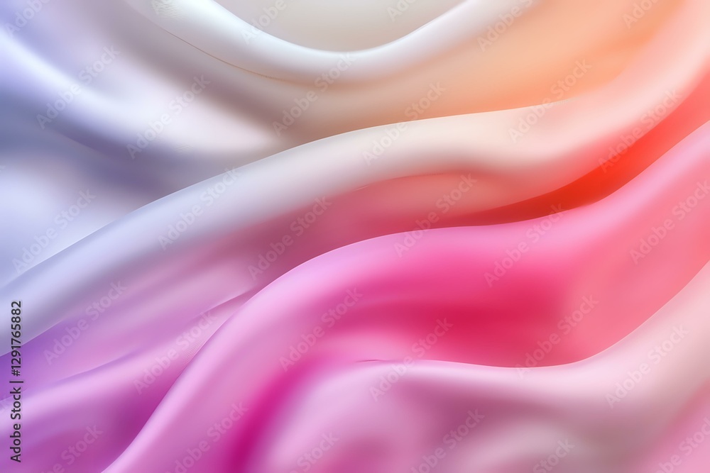 Aufkleber smooth flowing abstract background with gentle waves in pink, purple and coral gradient colors creat