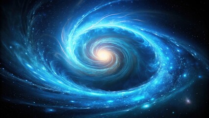 A Celestial Vortex An Enthralling Swirl of Cosmic Dust and Energy in a Deep Blue Nebula